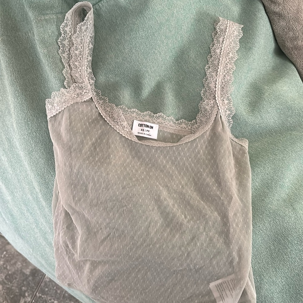 Cotton On XS lace cami, light gray